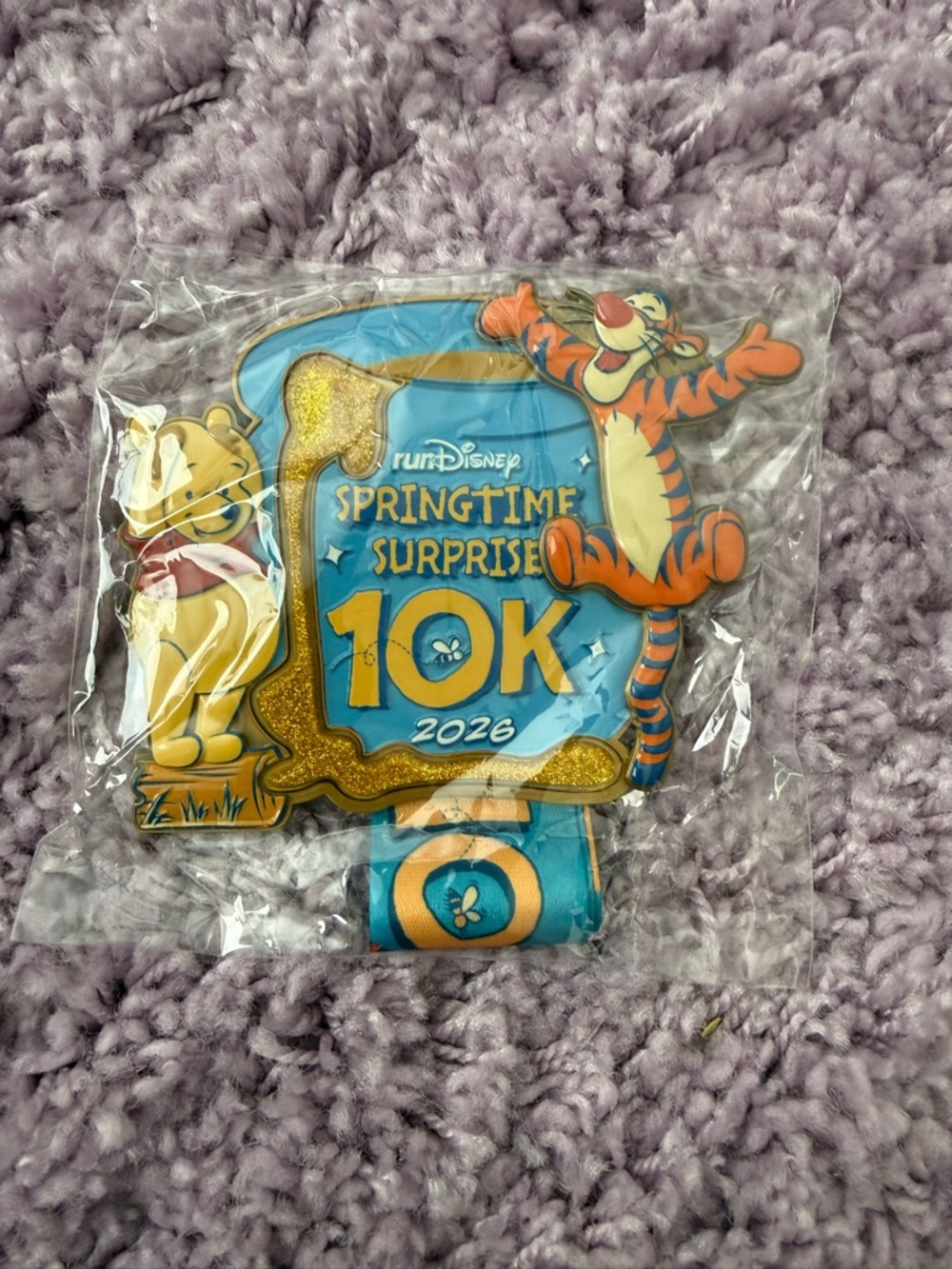 Disney Springtime Surprise 10K 2026 Medal Ribbon - Blue, Gold, Orange